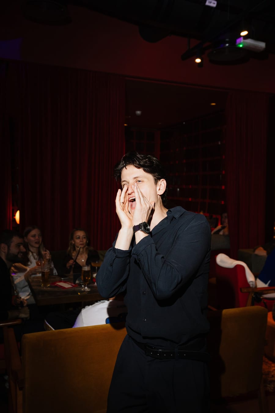 A player at the music quiz night